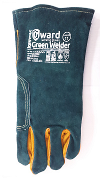 Краги  из спилка зеленого цвета с усилением Green Welder, GWARD